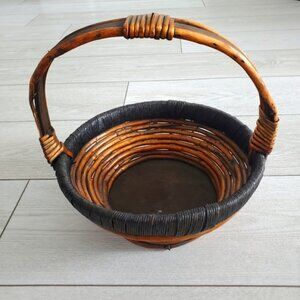 Handmade Indonesian Bamboo Whicker Traditional Basket Cottage Boho